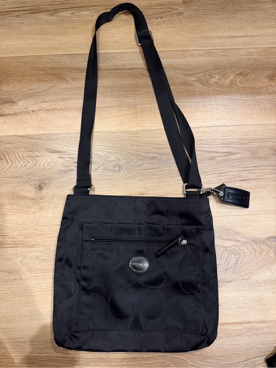 Coach Handbags - Coach Black Signature Nylon Crossbody with Leather Tag